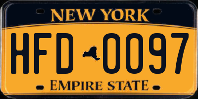 NY license plate HFD0097