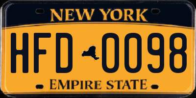 NY license plate HFD0098