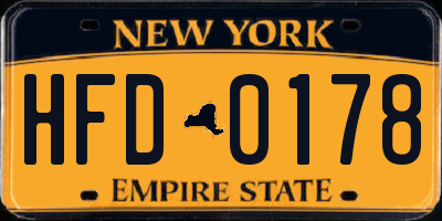 NY license plate HFD0178