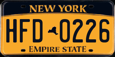 NY license plate HFD0226