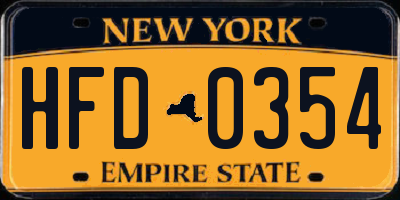 NY license plate HFD0354