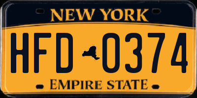 NY license plate HFD0374