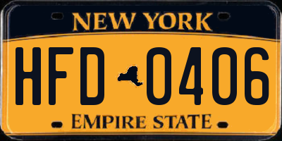 NY license plate HFD0406