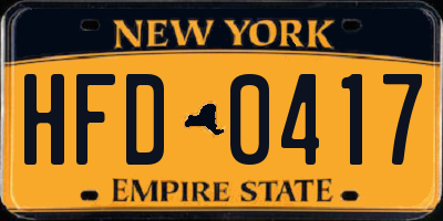 NY license plate HFD0417