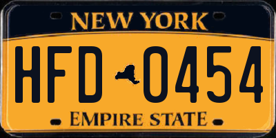 NY license plate HFD0454