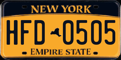 NY license plate HFD0505