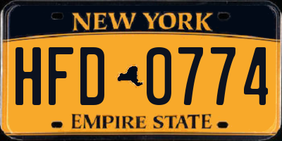 NY license plate HFD0774