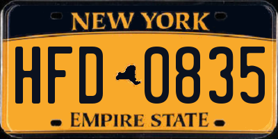 NY license plate HFD0835