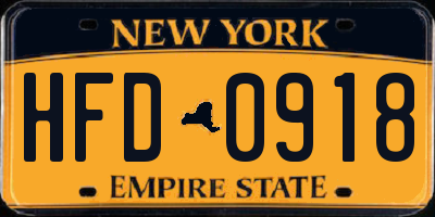 NY license plate HFD0918