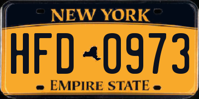 NY license plate HFD0973