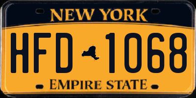 NY license plate HFD1068