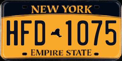 NY license plate HFD1075