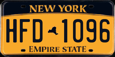 NY license plate HFD1096