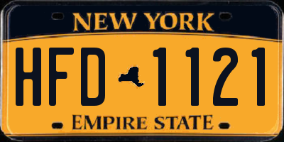 NY license plate HFD1121