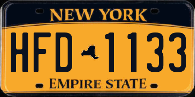 NY license plate HFD1133