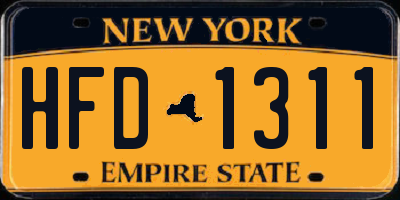 NY license plate HFD1311