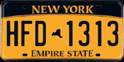 NY license plate HFD1313