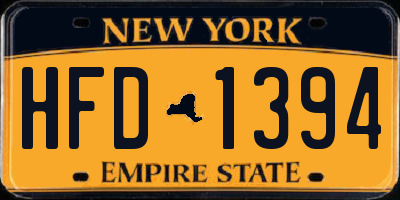 NY license plate HFD1394