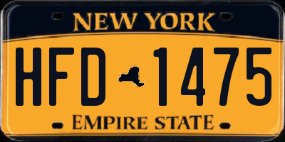 NY license plate HFD1475