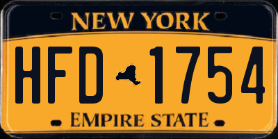 NY license plate HFD1754