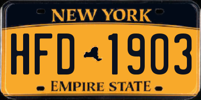 NY license plate HFD1903