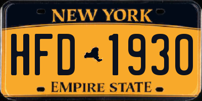 NY license plate HFD1930