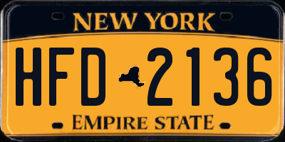 NY license plate HFD2136