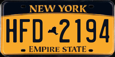 NY license plate HFD2194