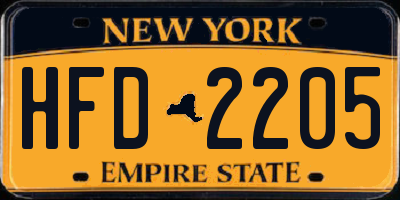 NY license plate HFD2205