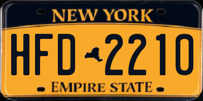 NY license plate HFD2210