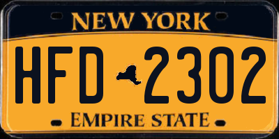 NY license plate HFD2302