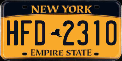 NY license plate HFD2310