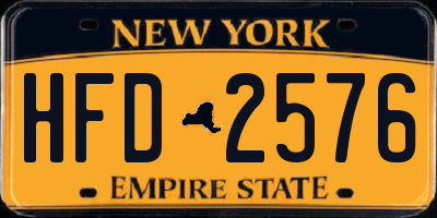 NY license plate HFD2576