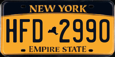 NY license plate HFD2990