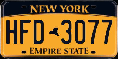 NY license plate HFD3077