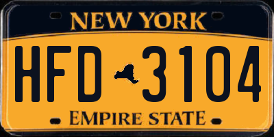 NY license plate HFD3104