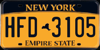 NY license plate HFD3105