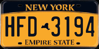NY license plate HFD3194