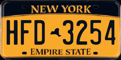 NY license plate HFD3254