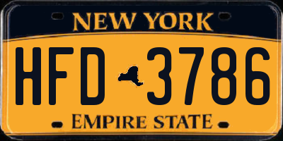 NY license plate HFD3786