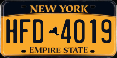 NY license plate HFD4019
