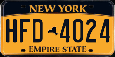 NY license plate HFD4024