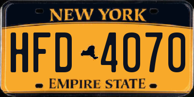 NY license plate HFD4070