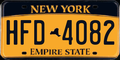 NY license plate HFD4082