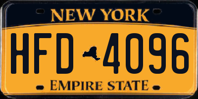 NY license plate HFD4096