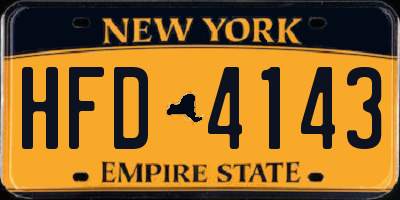 NY license plate HFD4143