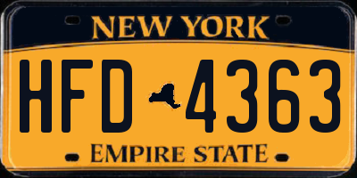 NY license plate HFD4363
