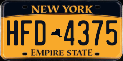 NY license plate HFD4375