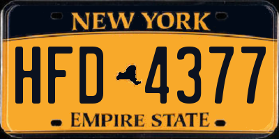 NY license plate HFD4377