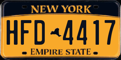NY license plate HFD4417